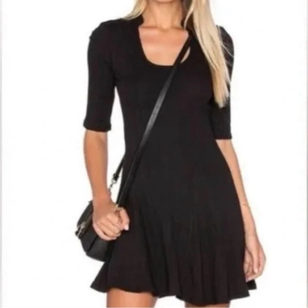 Intimately Free People Black Fit and Flare Mini Dress 3/4 Sleeves Small NEW NWT